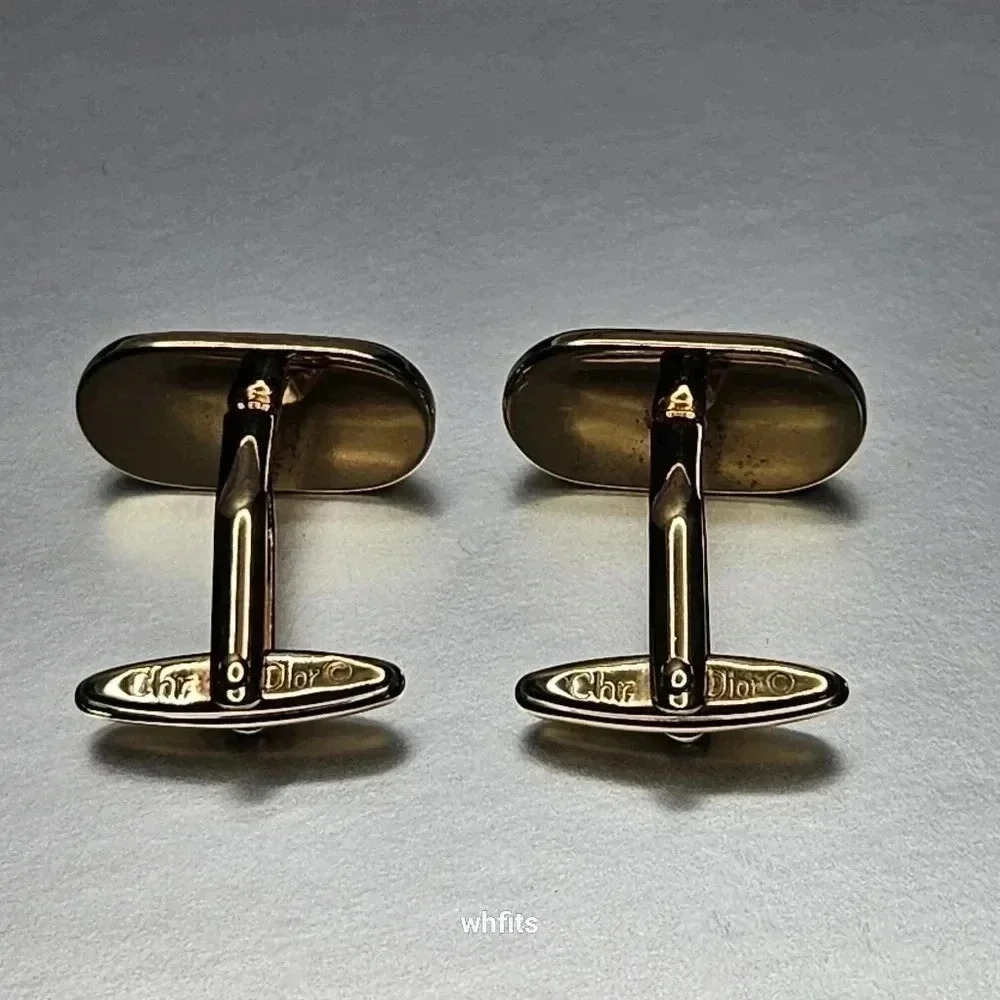 Christian Dior black and gold tone cufflinks and tie bar set - Picture 2 of 5